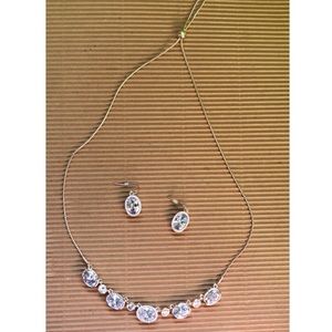 Silver Rhinestone Statement Piece Necklace
